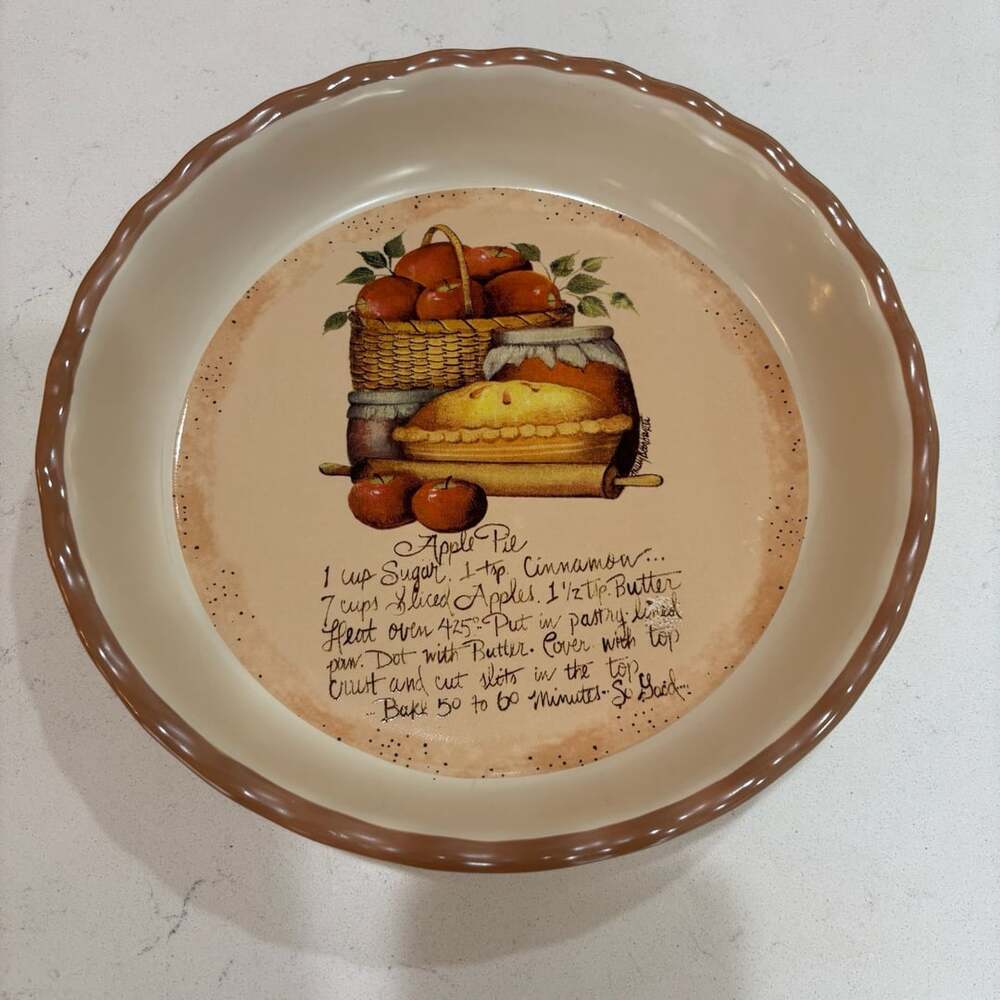 Jo-Ann Stores Apple Pie Recipe Ceramic Pie Plate Fluted Rim